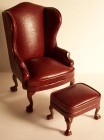 CHAIR & FOOT STOOL-RED