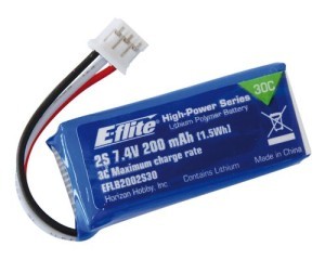 EFLB2002S30 E-Flite 7.4volt 200mAh 2S 30C LiPo Battery