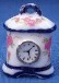 CLOCK-PINK FLOWERS & BLUE TRIM