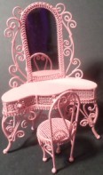 PINK WIRE DRESSING TABLE/CHAIR