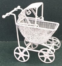 WHITE WIRE PRAM-SMALL