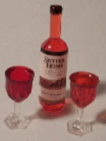DRINKS-BOTTLE & 2 GLASSES-RED