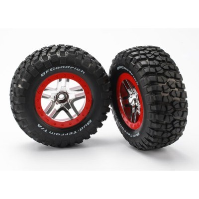 Traxxas 5877A SCT Red / Chrome Wheel Set