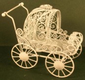 WHITE WIRE PRAM