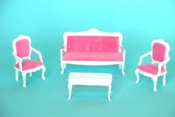 SOFA SET LOUIS XV WITH PINK FABRIC