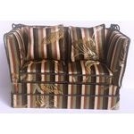 SOFA-GREEN/BROWNS & CREAM STRIPES