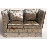 SOFA-SILVER BLUE FLORAL SATIN