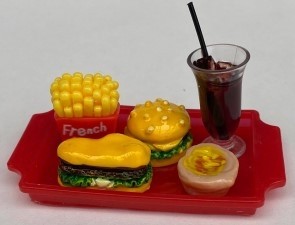 BURGER MEAL ON A RED TRAY