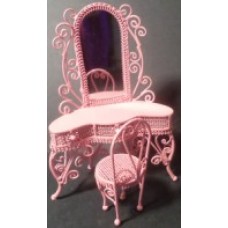 PINK WIRE DRESSING TABLE/CHAIR