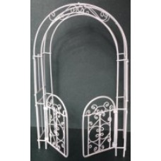 WHITE WIRE ARCHWAY  WITH GATES
