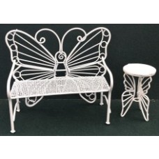 WHITE WIRE BUTTERFLY SEAT & TABLE