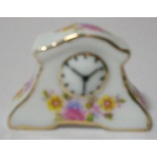 CLOCK-MANTLE YELLOW/PINK FLOWERS