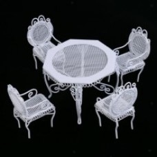 WHITE WIRE TABLES AND CHAIRS