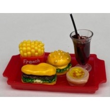 BURGER MEAL ON A RED TRAY